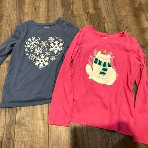 jumping beans Blue Snowflake Heart & Pink Cat Graphic Long-Sleeve Tops